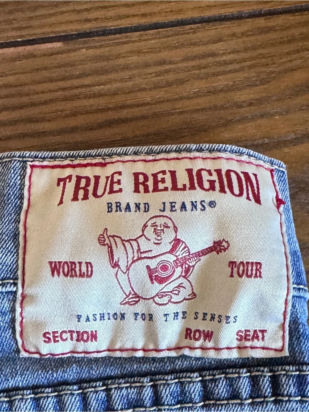 True Religion Ricky Relaxed Straight Jeans Mens 32 Y2K Blue Stitch Buddha Loop